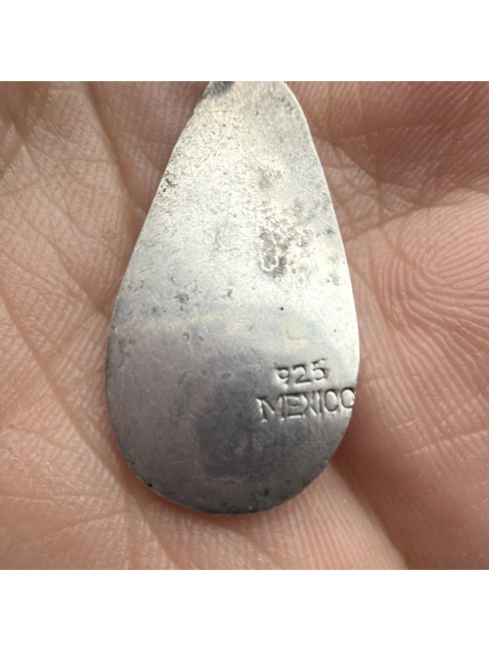 Sterling Silver 925 Teardrop Pendant Mexico Signed No Stone Silver - Picture 3 of 5